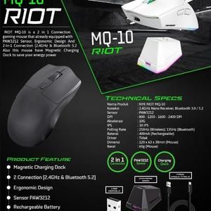 NYK NEMESIS RIOT MQ10 MOUSE WIRELESS DUAL MODE RECHARGEABLE FREE DOCKING CHARGER_2