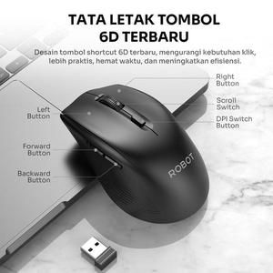 ROBOT M530 Mouse Wireless Dual Mode ( Bluetooth + Receiver 2.4G ) Silent Click 1_4