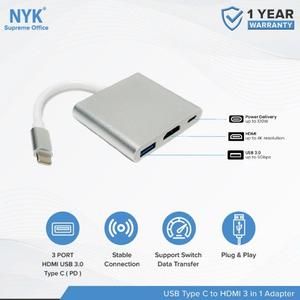 Converter 3 in 1 NYK USB 3.0 Type C to HDMI USB 4K HC7_2