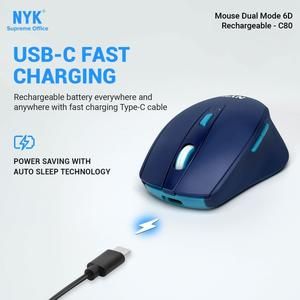 Mouse NYK C80 / C-80 Dual Mode Wireless + Bluetooth Rechargeable_3