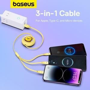 Baseus Retract Kabel 3 in 1 Micro Type C Lightning iPhone Leo Retractable Baseus_4