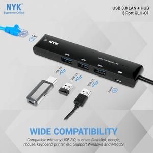 NYK USB HUB GLH01 / USB HUB NYK 3 PORT & LAN + TYPE-C 3.1 GLH-01_3