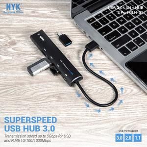 NYK USB HUB GLH01 / USB HUB NYK 3 PORT & LAN + TYPE-C 3.1 GLH-01_4