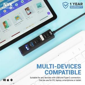 NYK USB Hub 4 Port Charge NYK 3.1 + OTG Type C Black_4