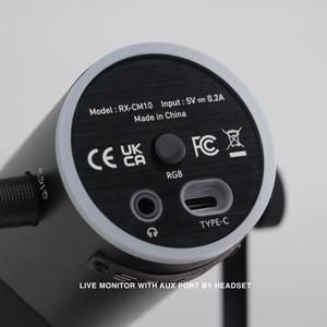 Microphone Gaming Condensor RX-CM10 360° Rotating Ballhead w/ RGB LED_4