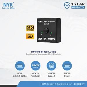 NYK HDMI Switch & Splitter 2 in 1 Bi Direct 4Kx2K 2 Port_4