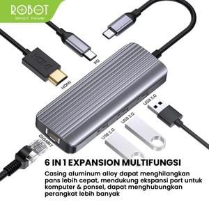 ROBOT HT560 / HT-560 TYPE C ADAPTER USB HUB ETHERNET LAN HDMI 6 IN 1_3
