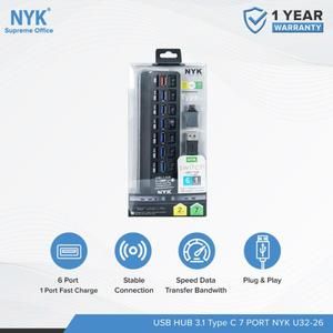 NYK USB HUB U32-26 7 Port USB 3.1 With Type C Portable Fast Charging_3