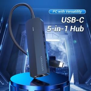 VENTION USB HUB TYPE-C TO LAN 5in1 USB 2.0 3 PORT & RJ45 LAN CABLE_2