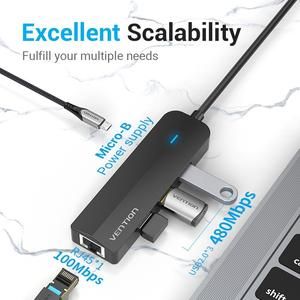 VENTION USB HUB TYPE-C TO LAN 5in1 USB 2.0 3 PORT & RJ45 LAN CABLE_3