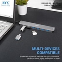 NYK USB HUB V-10 / V10 7 Port Cable 1M USB 3.0 + OTG Type-C_3