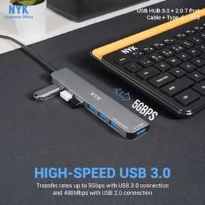 NYK USB HUB V-10 / V10 7 Port Cable 1M USB 3.0 + OTG Type-C_4