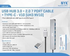 NYK USB HUB V-10 / V10 7 Port Cable 1M USB 3.0 + OTG Type-C_5