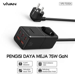 VIVAN VPS-T005A Kepala Charger 75W Socket Travel 6 In 1 Adaptor All In_3