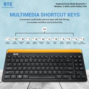 NYK K30 Keyboard Dual Mode Bluetooth + Wireless with Holder HP Tablet_3