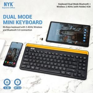NYK K30 Keyboard Dual Mode Bluetooth + Wireless with Holder HP Tablet_4