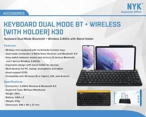 NYK K30 Keyboard Dual Mode Bluetooth + Wireless with Holder HP Tablet_5