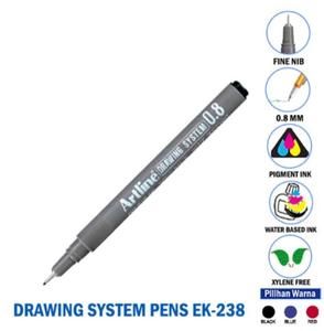 PULPEN ARTLINE DRAWING PEN 0.8MM EK-238 | Pen Artline EK238 HITAM_2