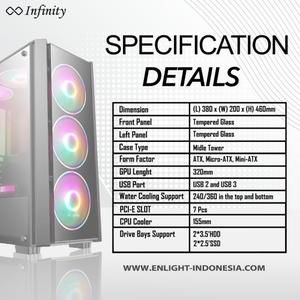 Casing INFINITY VESTA V3 V 3 - mATX, ATX - TEMPERED GLASS Free 4Fan_4