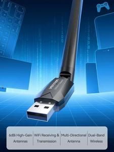 VENTION USB Antena Wi-Fi Dual Band + Bluetooth Adapter With High Gain Black - KD_2