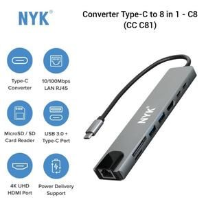 NYK Converter 8 in 1 Type C to Hub USB Lan HDTV Card Reader C8_2
