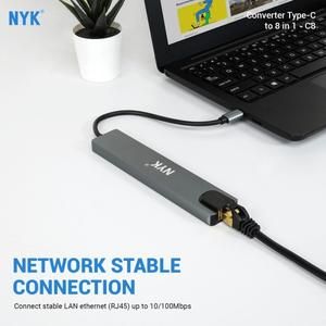 NYK Converter 8 in 1 Type C to Hub USB Lan HDTV Card Reader C8_3