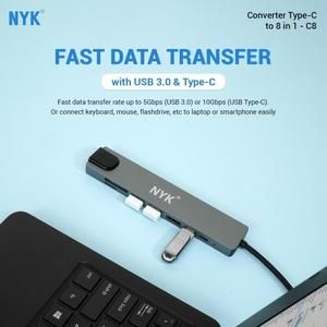NYK Converter 8 in 1 Type C to Hub USB Lan HDTV Card Reader C8_4