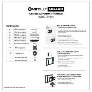 BRACKET TV LED LCD MONITOR 32"-65" OXIMUS AQUILA 6450 WALL MOUNT TILT - AQUILA 6_4