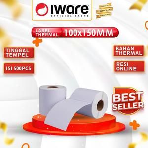 IWARE LABEL THERMAL 100x150 ISI 100 / 300 / 500 PCS KERTAS STICKER RESI A6 MARKE_2