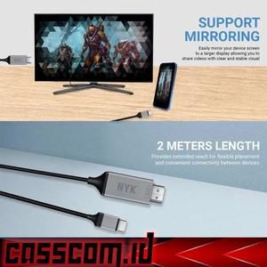 NYK C1 Converter Cable Type-C to HDMI 2 Meter - Kabel TypeC to HDTV HDMI 2M_2
