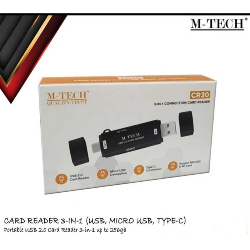 CARD READER MTECH CR30 USB C MICRO USB 3 IN 1 SD CARD OTG 3.0 CR-30_3