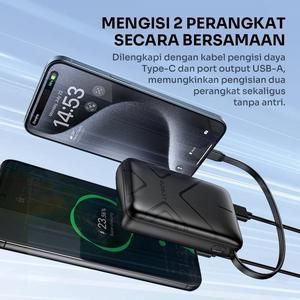 ROBOT RT-17 Smart Powerbank Mini 37W 10000mAh With Cable USB to Type C Power Ban_3