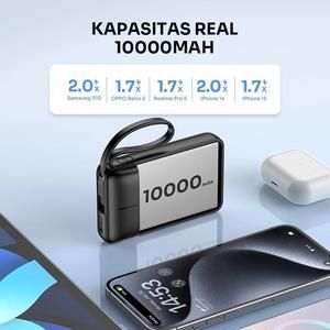 ROBOT RT-17 Smart Powerbank Mini 37W 10000mAh With Cable USB to Type C Power Ban_4