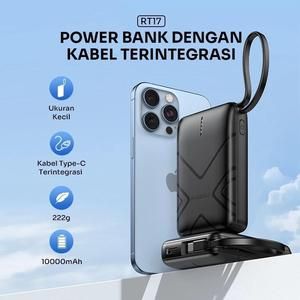 ROBOT RT-17 Smart Powerbank Mini 37W 10000mAh With Cable USB to Type C Power Ban_5