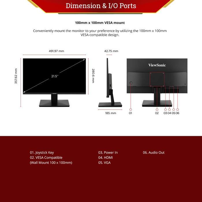 Monitor LED ViewSonic VA2209-H-2 22” IPS Full HD Monitor with Fast 1ms Response _5