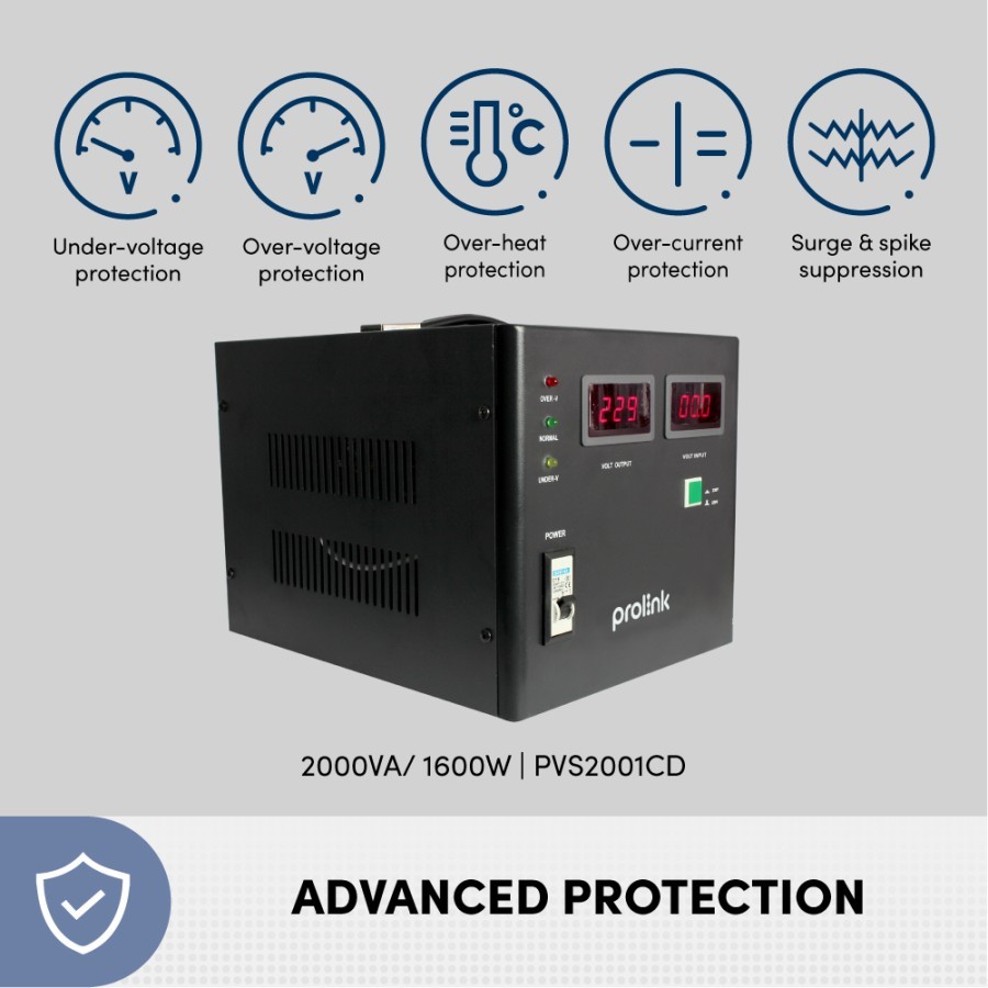 Stabilizer PROLINK PVS2001CD AVR Servo Motor Controlled 2000VA_3