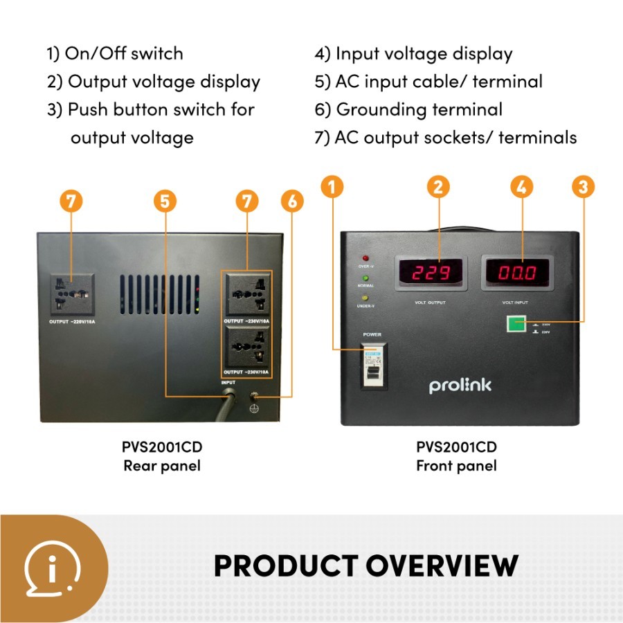 Stabilizer PROLINK PVS2001CD AVR Servo Motor Controlled 2000VA_4