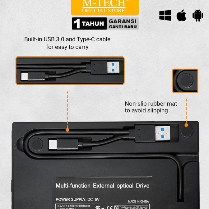DVD Eksternal + Type C + Card Reader Slim External USB DVD+/-RW Optical Drive OR_2