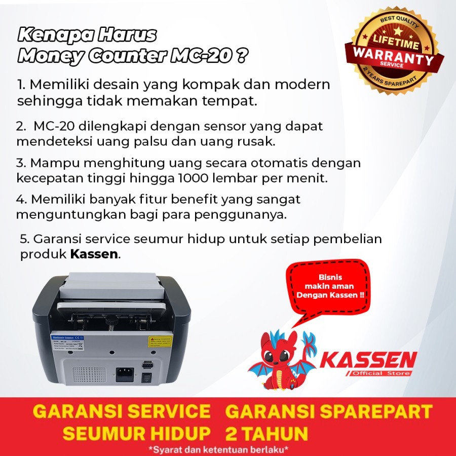 MESIN PENGHITUNG UANG KASSEN MC20 MONEY BILL COUNTER MC 20_2