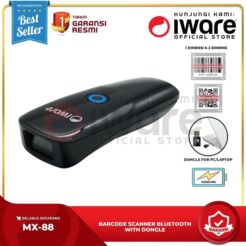 BARCODE SCANNER PORTABLE WIRELESS Mini Bluetooth 2.4G 1D&2D IWARE MX88 - IWARE M_3