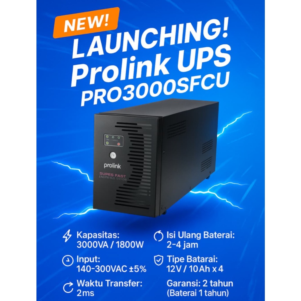 UPS Prolink PRO3000SFCU | 3000VA 1800W Super Fast Charging Line Interactive Seri_2
