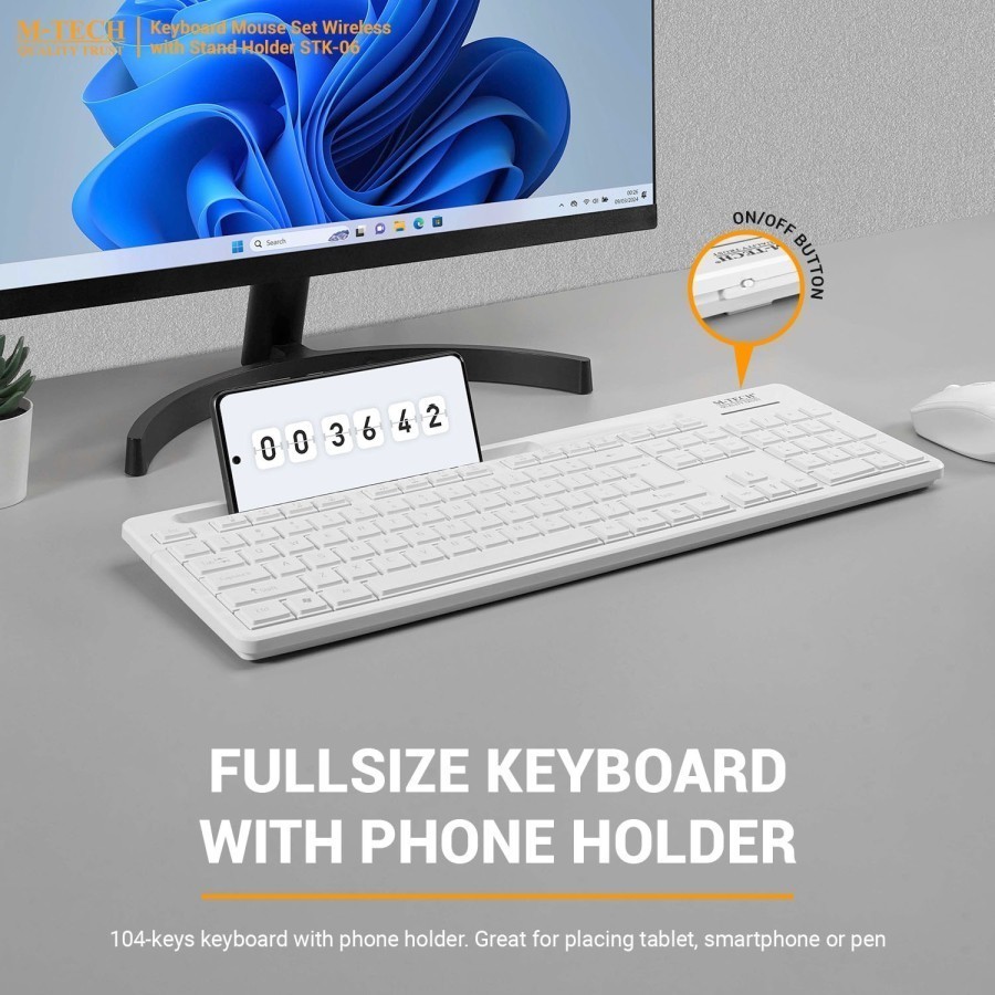 Combo Keyboard Mouse Wireless Rexus KM8 Mouse & Keyboard Bundle_4
