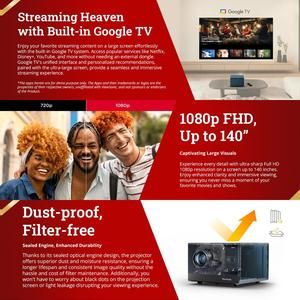 ViewSonic Smart Projector Proyektor LX60HD | LX60 with Google TV Full HD 1080P_3