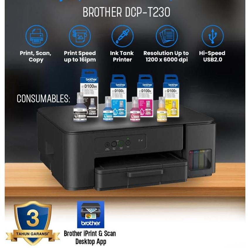[1734596090114769963] Printer Brother DCP-T230 T230 T-230 Ink Tank All in One Print Scan Copy Pengganti T220
