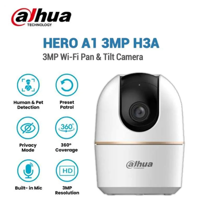[1734510773662155819] IP Camera CCTV Dahua Hero A1 3MP Indoor WiFi Pan & Tilt Network Camera DH-H3A