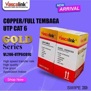 Kabel Vascolink UTP CAT6 CU INDOOR CABLE 305M/ROL - FULL COPPER