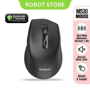ROBOT M530 Mouse Wireless Dual Mode ( Bluetooth + Receiver 2.4G ) Silent Click 1600 Dpi