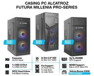 [1734080331234903083] Alcatroz Futura Millenia M500 / M600 / M800 PRO Casing PC m-ATX Include Pre-Installed 2 Fan RGB + PSU