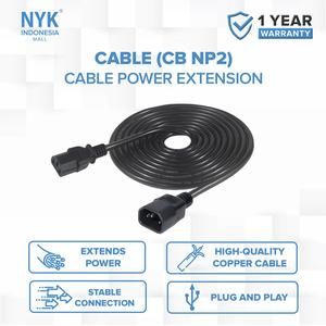 [1733899508729676843] Kabel Power Extension NYK 2 Meter CB NP2 Copper High Quality C13 C14 - Perpanjangan Kabel Power 2Meter Ektension