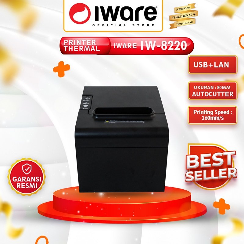 [1733615783108576299] Printer Thermal 80mm IWARE IW-D200N Auto Cutter High Speed USB + LAN